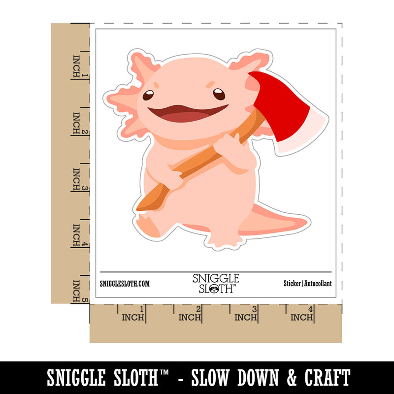 Axing Axolotl with Axe Waterproof Vinyl Phone Tablet Laptop Water Bottle Car Window Bumper Decal Sticker Set - 5 Pack