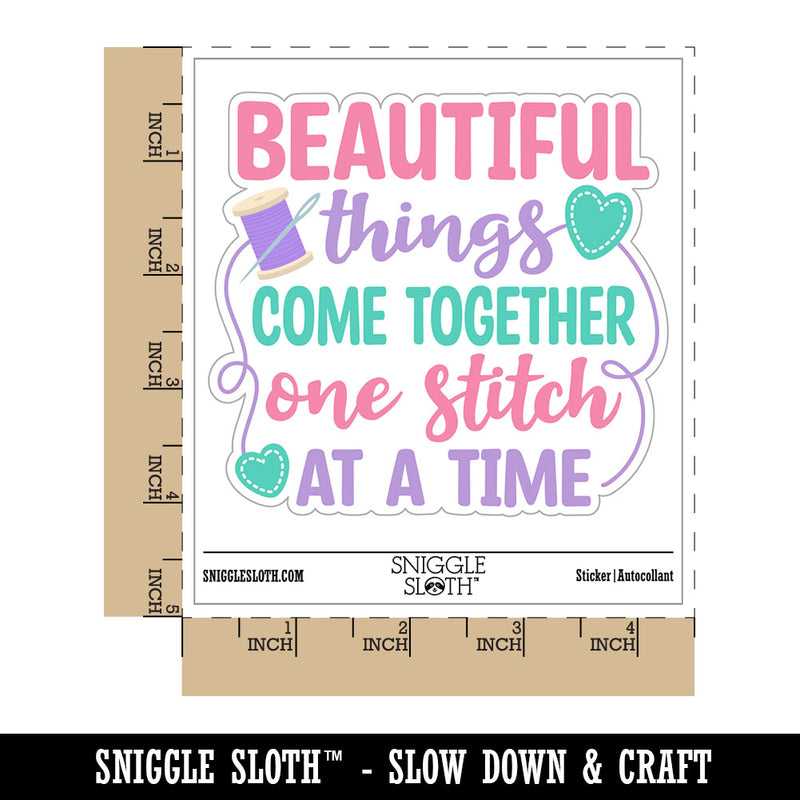 Beautiful Things Come Together One Stitch At A Time Waterproof Vinyl Phone Tablet Laptop Water Bottle Car Window Bumper Decal Sticker Set - 5 Pack