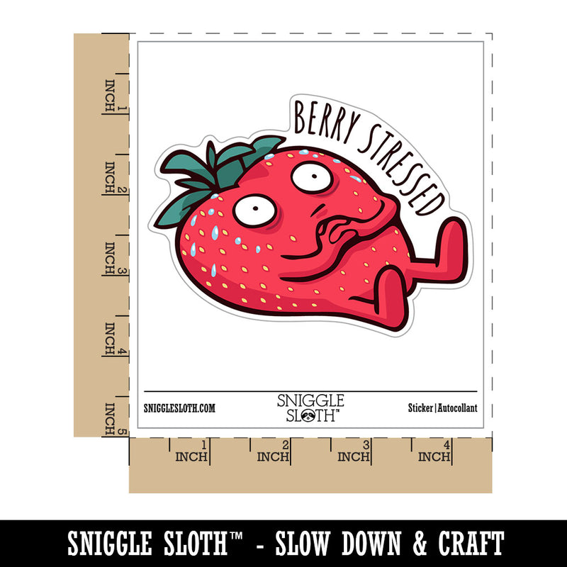 Berry Stressed Strawberry Sweating Funny Waterproof Vinyl Phone Tablet Laptop Water Bottle Car Window Bumper Decal Sticker Set - 5 Pack