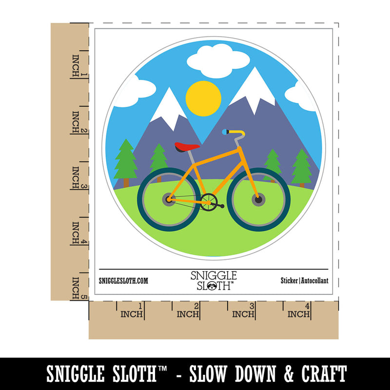 Bike Mountains Scene Bicycle Waterproof Vinyl Phone Tablet Laptop Water Bottle Car Window Bumper Decal Sticker Set - 5 Pack