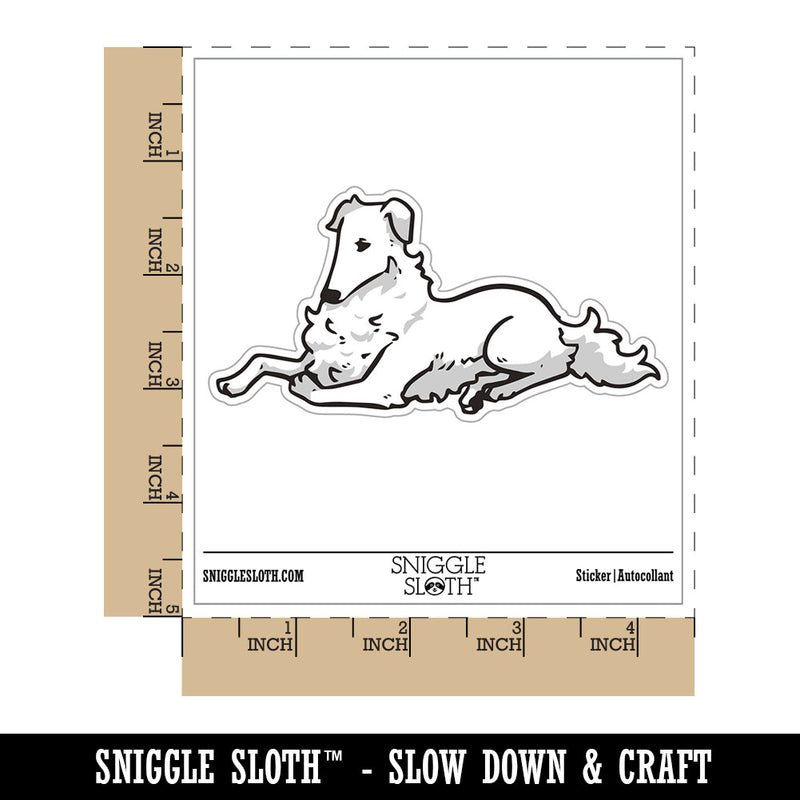Borzoi Dog Sitting Resting Waterproof Vinyl Phone Tablet Laptop Water Bottle Car Window Bumper Decal Sticker Set - 5 Pack
