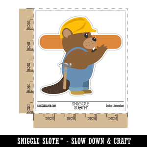 Builder Beaver Construction Worker with Beam Waterproof Vinyl Phone Tablet Laptop Water Bottle Car Window Bumper Decal Sticker Set - 5 Pack