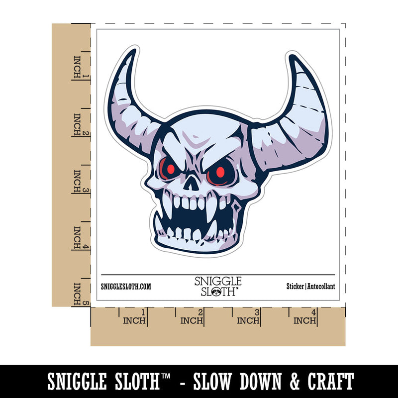 Cartoon Demon Skull Lich Skeleton Horns Waterproof Vinyl Phone Tablet Laptop Water Bottle Car Window Bumper Decal Sticker Set - 5 Pack