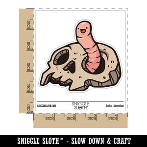 Cartoon Worm Sticking Out of Skull Bone Waterproof Vinyl Phone Tablet Laptop Water Bottle Car Window Bumper Decal Sticker Set - 5 Pack
