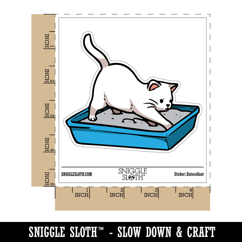 Cat Burying Litter Box Poop Waterproof Vinyl Phone Tablet Laptop Water Bottle Car Window Bumper Decal Sticker Set - 5 Pack