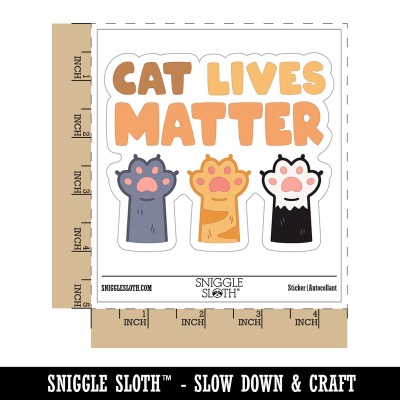 Cat Lives Matter Cat Paws Waterproof Vinyl Phone Tablet Laptop Water Bottle Car Window Bumper Decal Sticker Set - 5 Pack