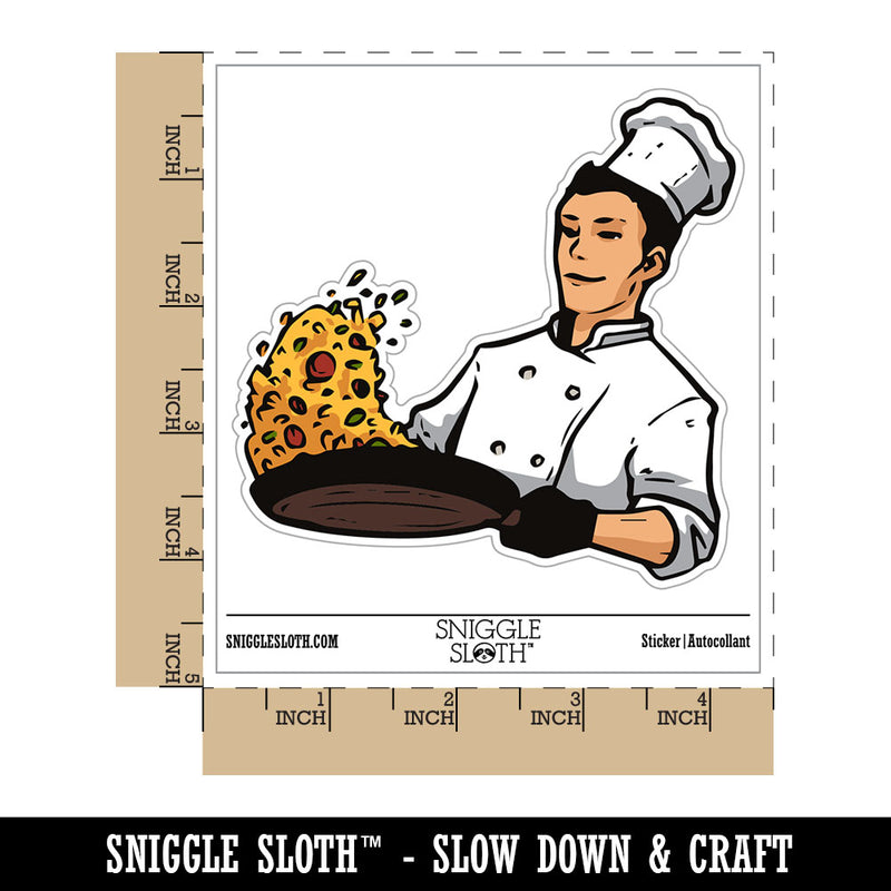 Chef Cook With Frying Pan Fried Rice Waterproof Vinyl Phone Tablet Laptop Water Bottle Car Window Bumper Decal Sticker Set - 5 Pack