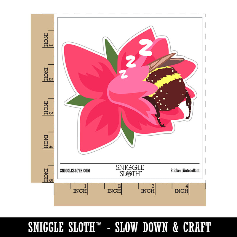 Chubby Bumblebee Sleeping In Flower Nap Waterproof Vinyl Phone Tablet Laptop Water Bottle Car Window Bumper Decal Sticker Set - 5 Pack