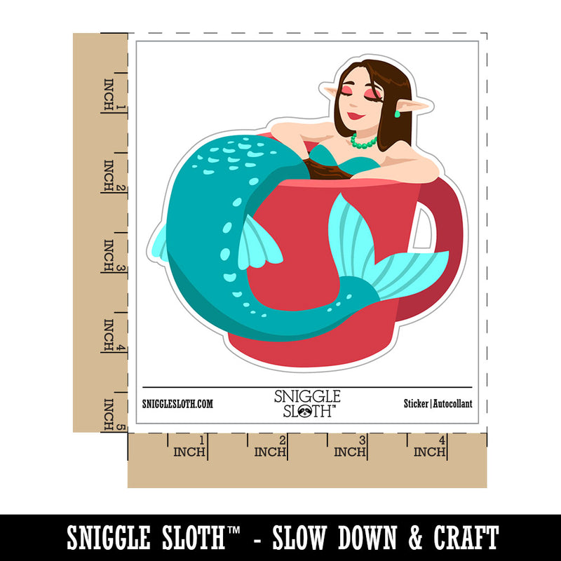 Coffee Tea Mermaid Mug Waterproof Vinyl Phone Tablet Laptop Water Bottle Car Window Bumper Decal Sticker Set - 5 Pack