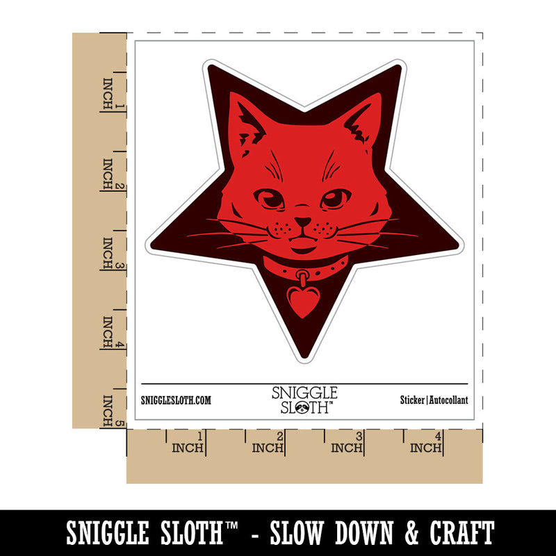 Cute Demonic Kitten Cat in Star Pentagram Waterproof Vinyl Phone Tablet Laptop Water Bottle Car Window Bumper Decal Sticker Set - 5 Pack