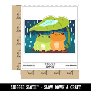 Cute Frog Couple Hiding From Rain Waterproof Vinyl Phone Tablet Laptop Water Bottle Car Window Bumper Decal Sticker Set - 5 Pack