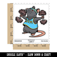 Cute Funny Gym Rat with Dumbbells and Sweatband Rodent Waterproof Vinyl Phone Tablet Laptop Water Bottle Car Window Bumper Decal Sticker Set - 5 Pack