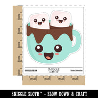 Cute Hot Cocoa Marshmallows Waterproof Vinyl Phone Tablet Laptop Water Bottle Car Window Bumper Decal Sticker Set - 5 Pack