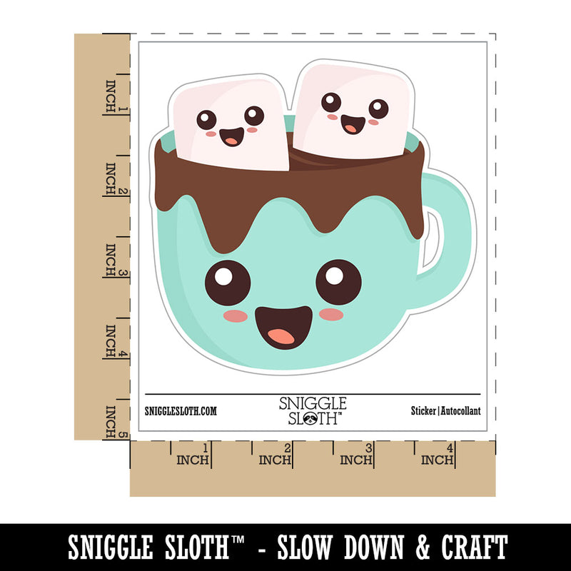 Cute Hot Cocoa Marshmallows Waterproof Vinyl Phone Tablet Laptop Water Bottle Car Window Bumper Decal Sticker Set - 5 Pack