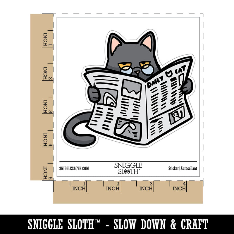 Disappointed Unimpressed Cat with Newspaper Waterproof Vinyl Phone Tablet Laptop Water Bottle Car Window Bumper Decal Sticker Set - 5 Pack
