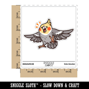 Excited Happy Dancing Cinnamon Cockatiel Bird Waterproof Vinyl Phone Tablet Laptop Water Bottle Car Window Bumper Decal Sticker Set - 5 Pack