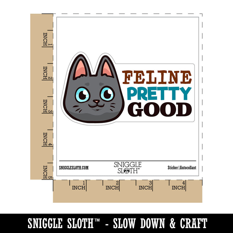 Feline Pretty Good Smiling Cat Waterproof Vinyl Phone Tablet Laptop Water Bottle Car Window Bumper Decal Sticker Set - 5 Pack