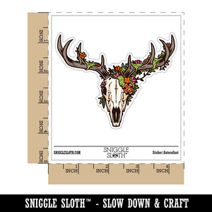 Flower Floral Deer Skull Bones Antler Waterproof Vinyl Phone Tablet Laptop Water Bottle Car Window Bumper Decal Sticker Set - 5 Pack