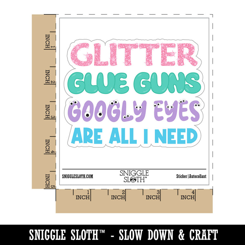 Glitter Glue Guns and Googly Eyes Crafting Waterproof Vinyl Phone Tablet Laptop Water Bottle Car Window Bumper Decal Sticker Set - 5 Pack