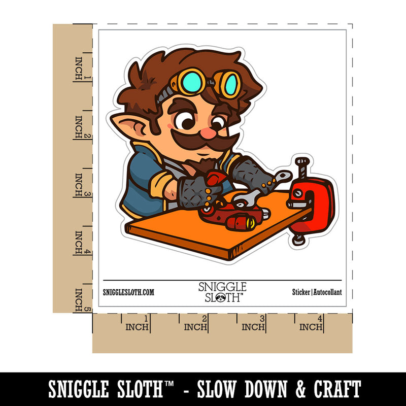 Gnome Artificer Engineer Mechanic Fantasy Character Waterproof Vinyl Phone Tablet Laptop Water Bottle Car Window Bumper Decal Sticker Set - 5 Pack