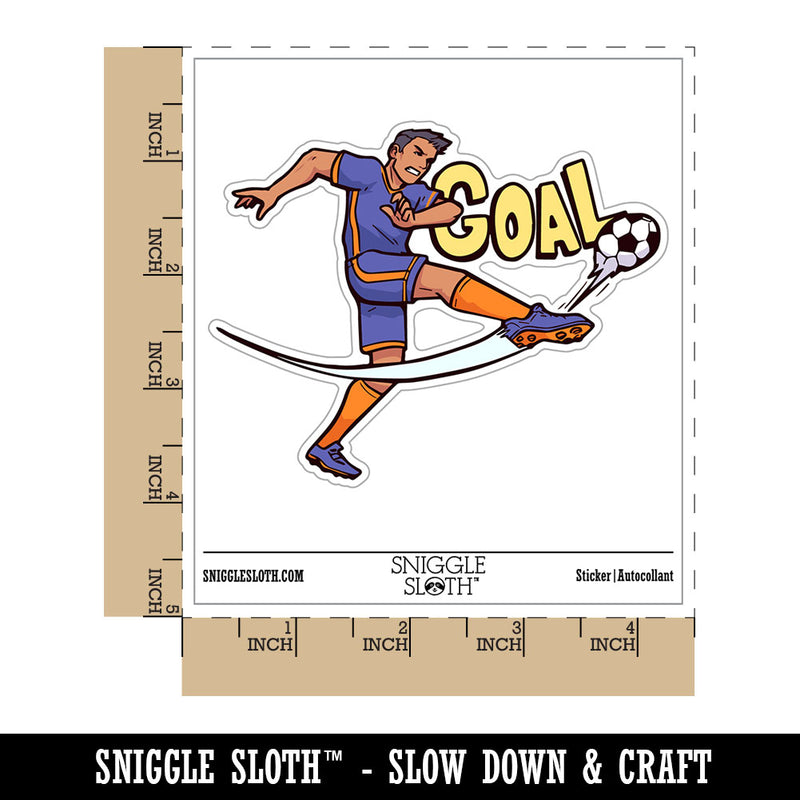 Goal Soccer Football Player Kick Waterproof Vinyl Phone Tablet Laptop Water Bottle Car Window Bumper Decal Sticker Set - 5 Pack