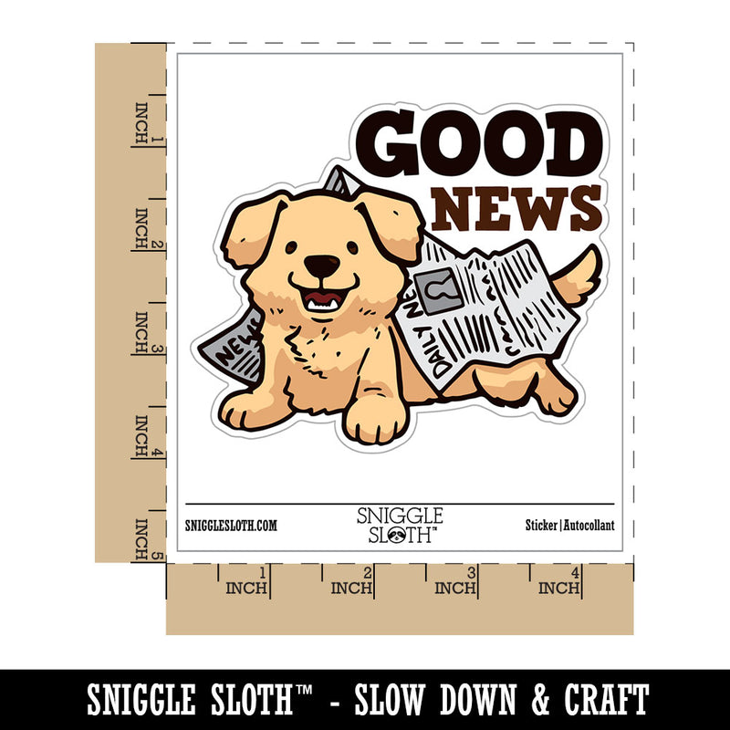 Good News Puppy Dog Newspaper Waterproof Vinyl Phone Tablet Laptop Water Bottle Car Window Bumper Decal Sticker Set - 5 Pack