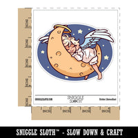 Good Night Angel Cherub Baby Sleeping on Moon Waterproof Vinyl Phone Tablet Laptop Water Bottle Car Window Bumper Decal Sticker Set - 5 Pack