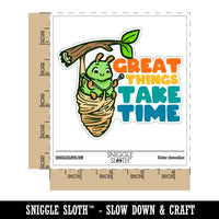 Great Things Take Time Caterpillar Knitting Coccoon Waterproof Vinyl Phone Tablet Laptop Water Bottle Car Window Bumper Decal Sticker Set - 5 Pack