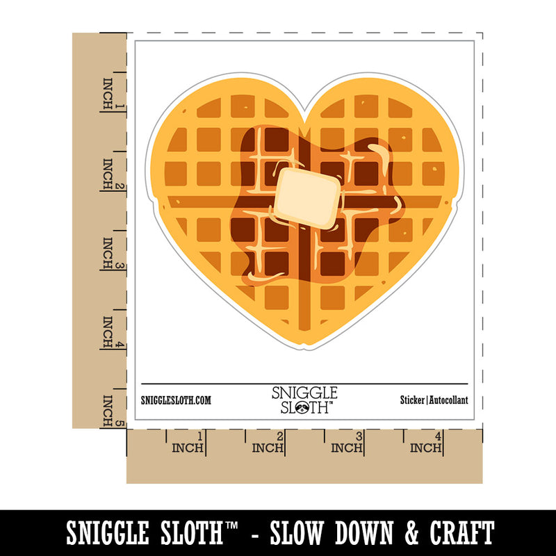 Heart Waffle Breakfast with Butter and Maple Syrup Waterproof Vinyl Phone Tablet Laptop Water Bottle Car Window Bumper Decal Sticker Set - 5 Pack