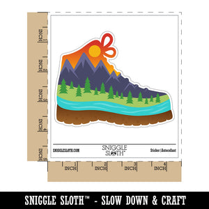 Hiking Boot Mountain Scene Waterproof Vinyl Phone Tablet Laptop Water Bottle Car Window Bumper Decal Sticker Set - 5 Pack