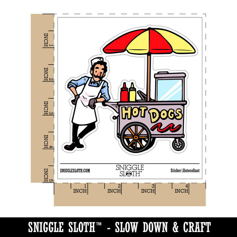 Hot Dog Street Vendor Cart Waterproof Vinyl Phone Tablet Laptop Water Bottle Car Window Bumper Decal Sticker Set - 5 Pack