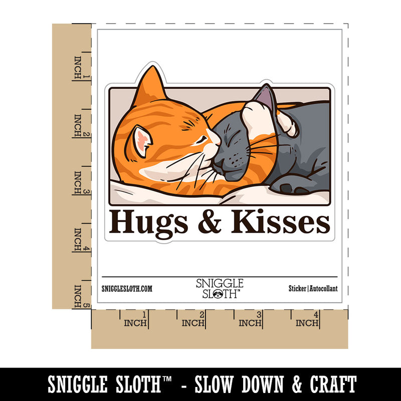 Hugs and Kisses Snuggling Cats Cuddling Waterproof Vinyl Phone Tablet Laptop Water Bottle Car Window Bumper Decal Sticker Set - 5 Pack
