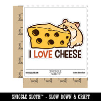 I Love Cheese Hamster with Swiss Cheese Waterproof Vinyl Phone Tablet Laptop Water Bottle Car Window Bumper Decal Sticker Set - 5 Pack
