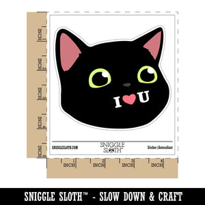 I Love You Black Cat Heart Tongue Cute Pet Waterproof Vinyl Phone Tablet Laptop Water Bottle Car Window Bumper Decal Sticker Set - 5 Pack