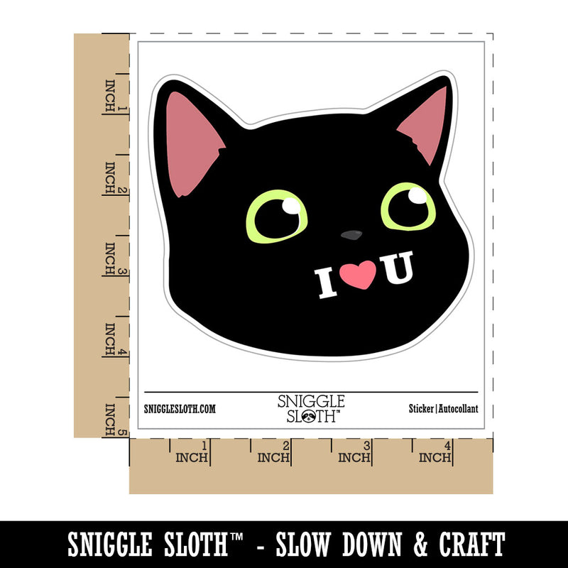 I Love You Black Cat Heart Tongue Cute Pet Waterproof Vinyl Phone Tablet Laptop Water Bottle Car Window Bumper Decal Sticker Set - 5 Pack