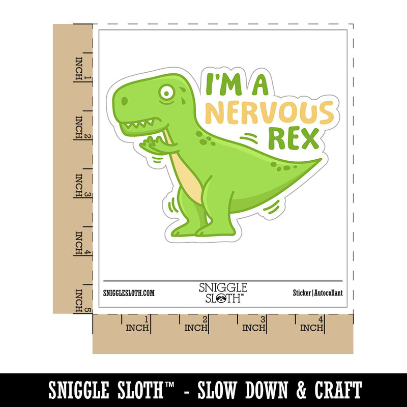 I'm A Nervous Rex Dino Waterproof Vinyl Phone Tablet Laptop Water Bottle Car Window Bumper Decal Sticker Set - 5 Pack
