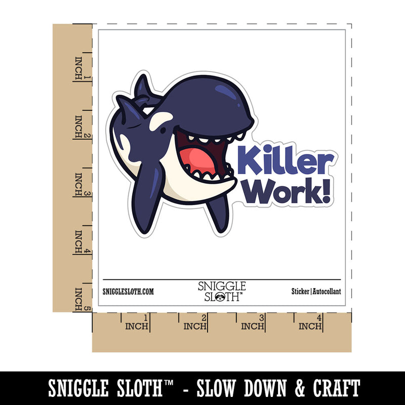 Killer Work Whale Orca Pun Waterproof Vinyl Phone Tablet Laptop Water Bottle Car Window Bumper Decal Sticker Set - 5 Pack
