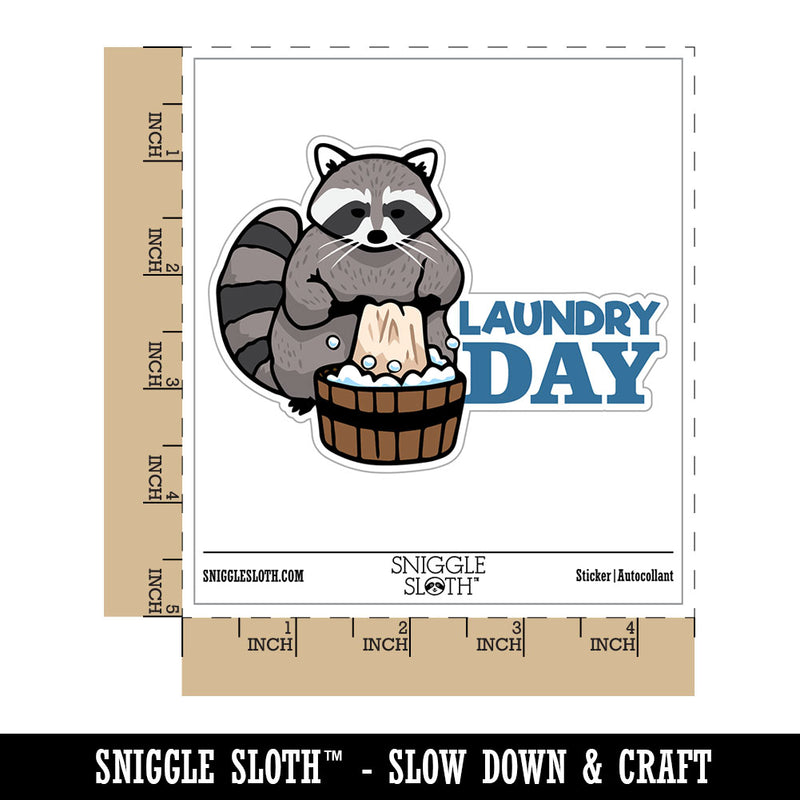 Laundry Day Raccoon Cleaning Clothes Waterproof Vinyl Phone Tablet Laptop Water Bottle Car Window Bumper Decal Sticker Set - 5 Pack
