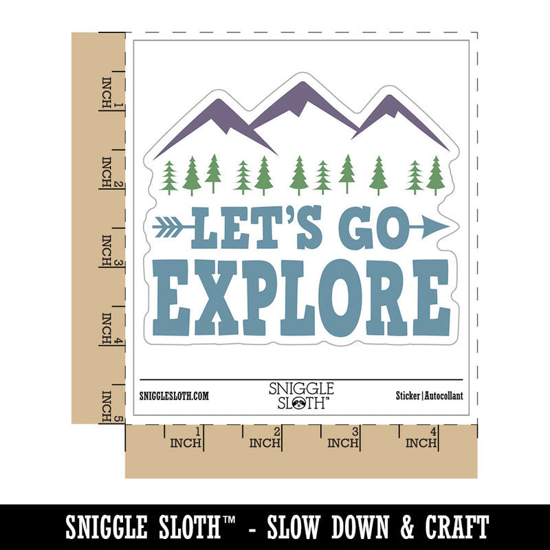 Let's Go Explore Mountains Waterproof Vinyl Phone Tablet Laptop Water Bottle Car Window Bumper Decal Sticker Set - 5 Pack