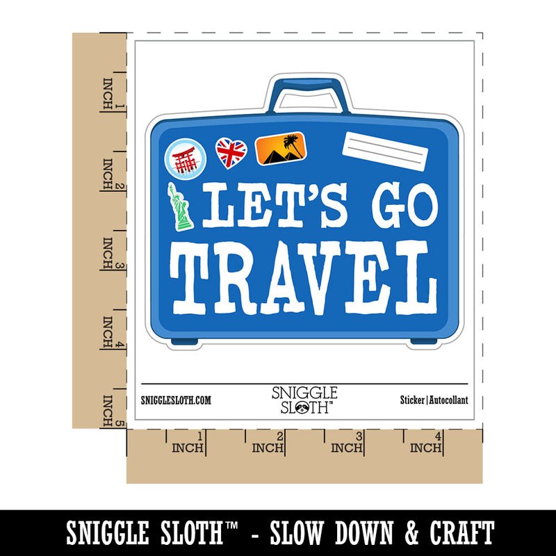 Let's Go Travel Suitcase Waterproof Vinyl Phone Tablet Laptop Water Bottle Car Window Bumper Decal Sticker Set - 5 Pack