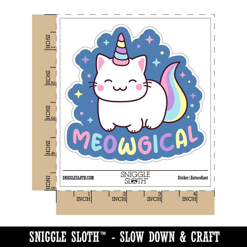 Meowgical Cat Unicorn Waterproof Vinyl Phone Tablet Laptop Water Bottle Car Window Bumper Decal Sticker Set - 5 Pack