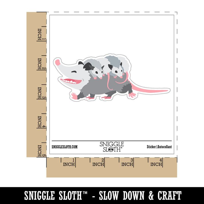Mother Opossum with Babies on Back Waterproof Vinyl Phone Tablet Laptop Water Bottle Car Window Bumper Decal Sticker Set - 5 Pack