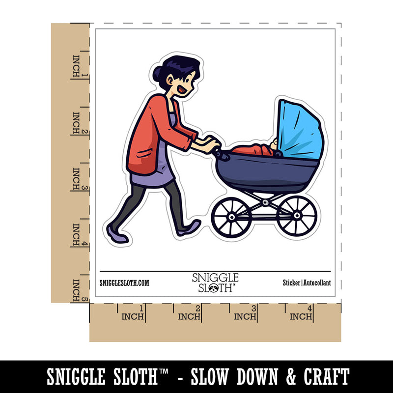 Mother with Child in Stroller Baby Waterproof Vinyl Phone Tablet Laptop Water Bottle Car Window Bumper Decal Sticker Set - 5 Pack