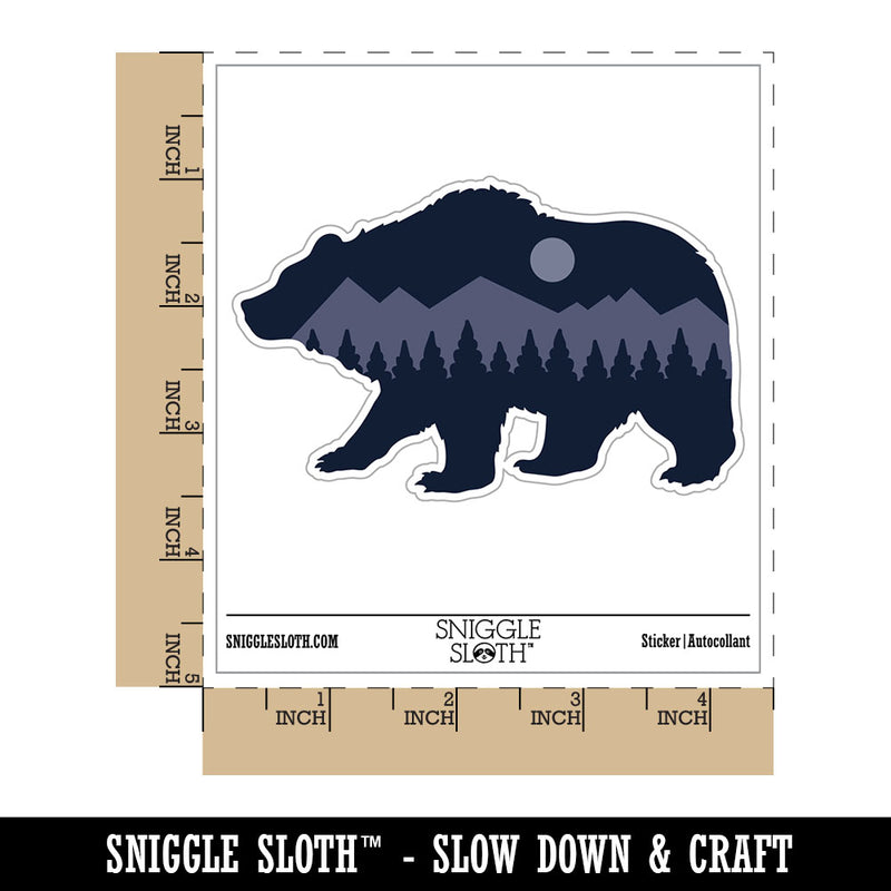 Mountain Scene Bear Silhouette Waterproof Vinyl Phone Tablet Laptop Water Bottle Car Window Bumper Decal Sticker Set - 5 Pack