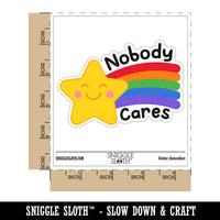 Nobody Cares Waterproof Vinyl Phone Tablet Laptop Water Bottle Car Window Bumper Decal Sticker Set - 5 Pack