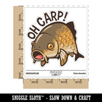 Oh Carp Regretful Fish Funny Face Waterproof Vinyl Phone Tablet Laptop Water Bottle Car Window Bumper Decal Sticker Set - 5 Pack