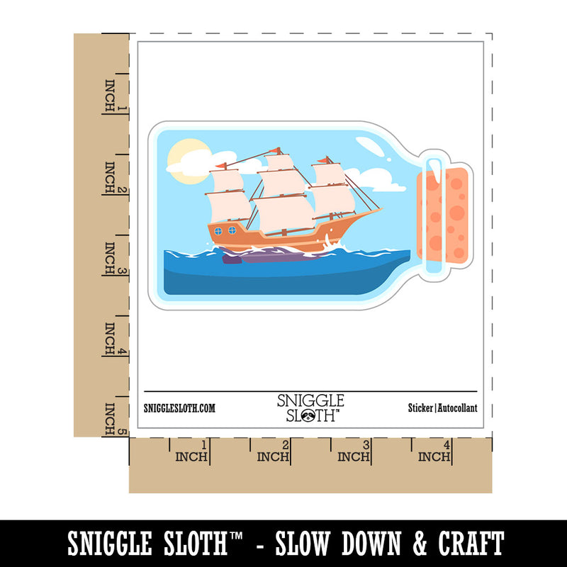 Old Ship On Ocean In A Bottle Waterproof Vinyl Phone Tablet Laptop Water Bottle Car Window Bumper Decal Sticker Set - 5 Pack