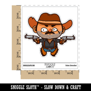 Old Western Cowboy Villain Revolver Waterproof Vinyl Phone Tablet Laptop Water Bottle Car Window Bumper Decal Sticker Set - 5 Pack