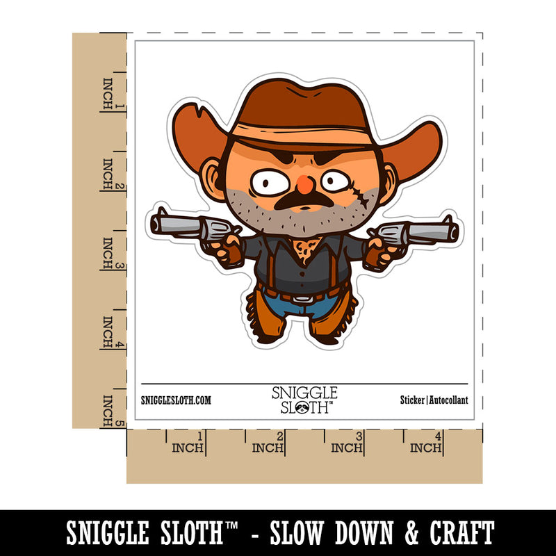 Old Western Cowboy Villain Revolver Waterproof Vinyl Phone Tablet Laptop Water Bottle Car Window Bumper Decal Sticker Set - 5 Pack