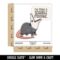 Opossum I've Made a Terrible Mistake Screaming Funny Waterproof Vinyl Phone Tablet Laptop Water Bottle Car Window Bumper Decal Sticker Set - 5 Pack